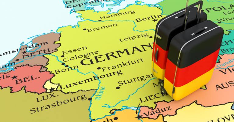 Map of Germany with luggage carriers