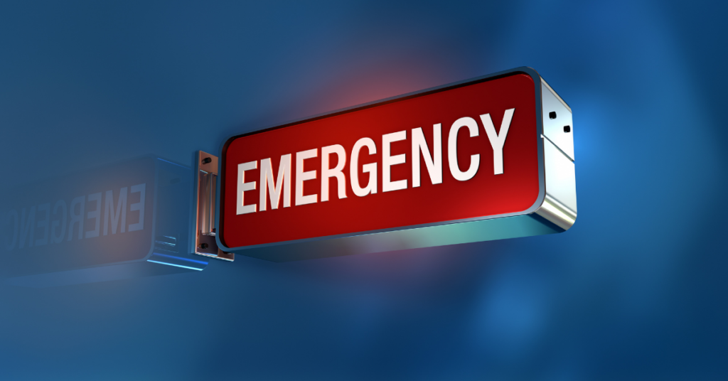 Emergency displayed on the wall